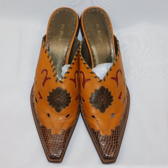 Pikolinos BCBGirls Taupe Leather Pointed Slip On Cowboy Mules Women's Size 10 - Picture 4 of 12